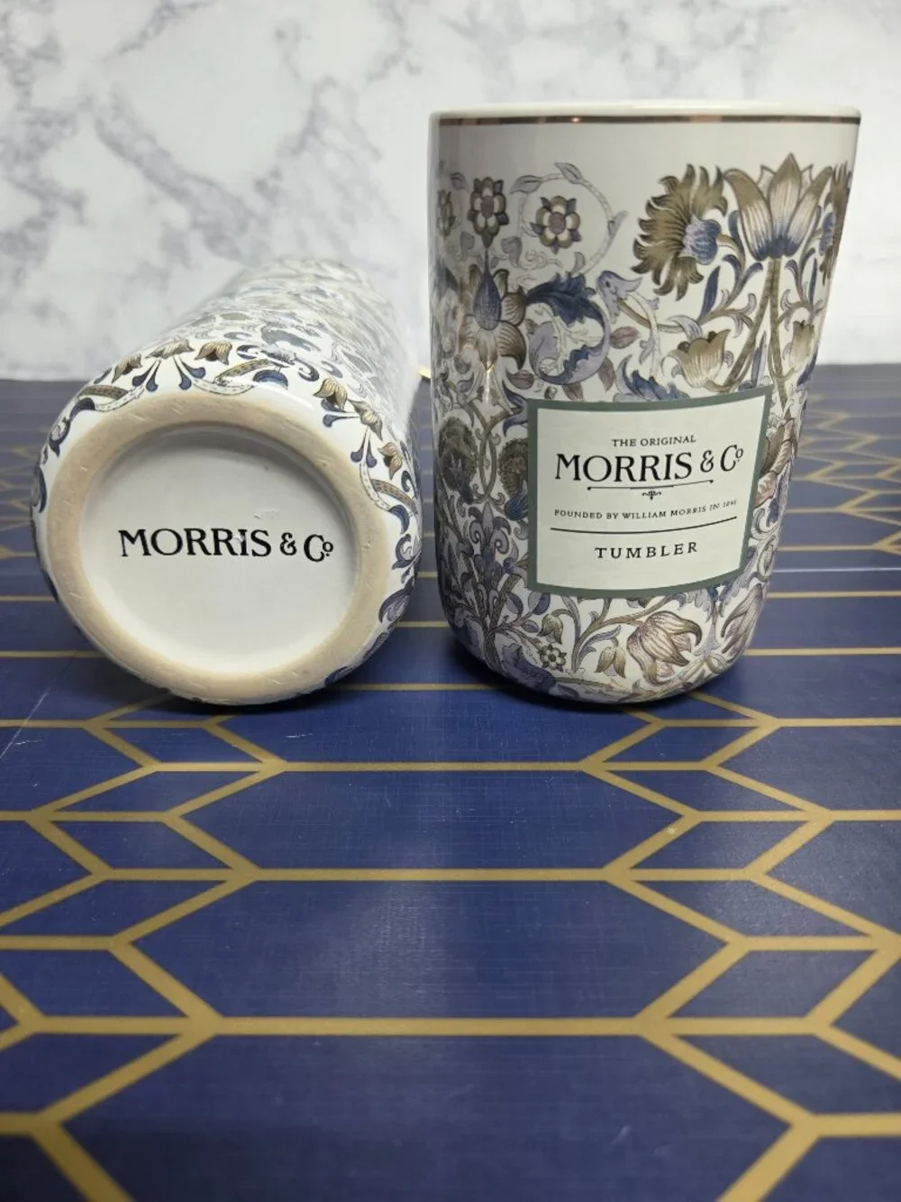 William Morris & Co 2 piece Lodden Vanity Set, Tumbler and Soap Dispenser